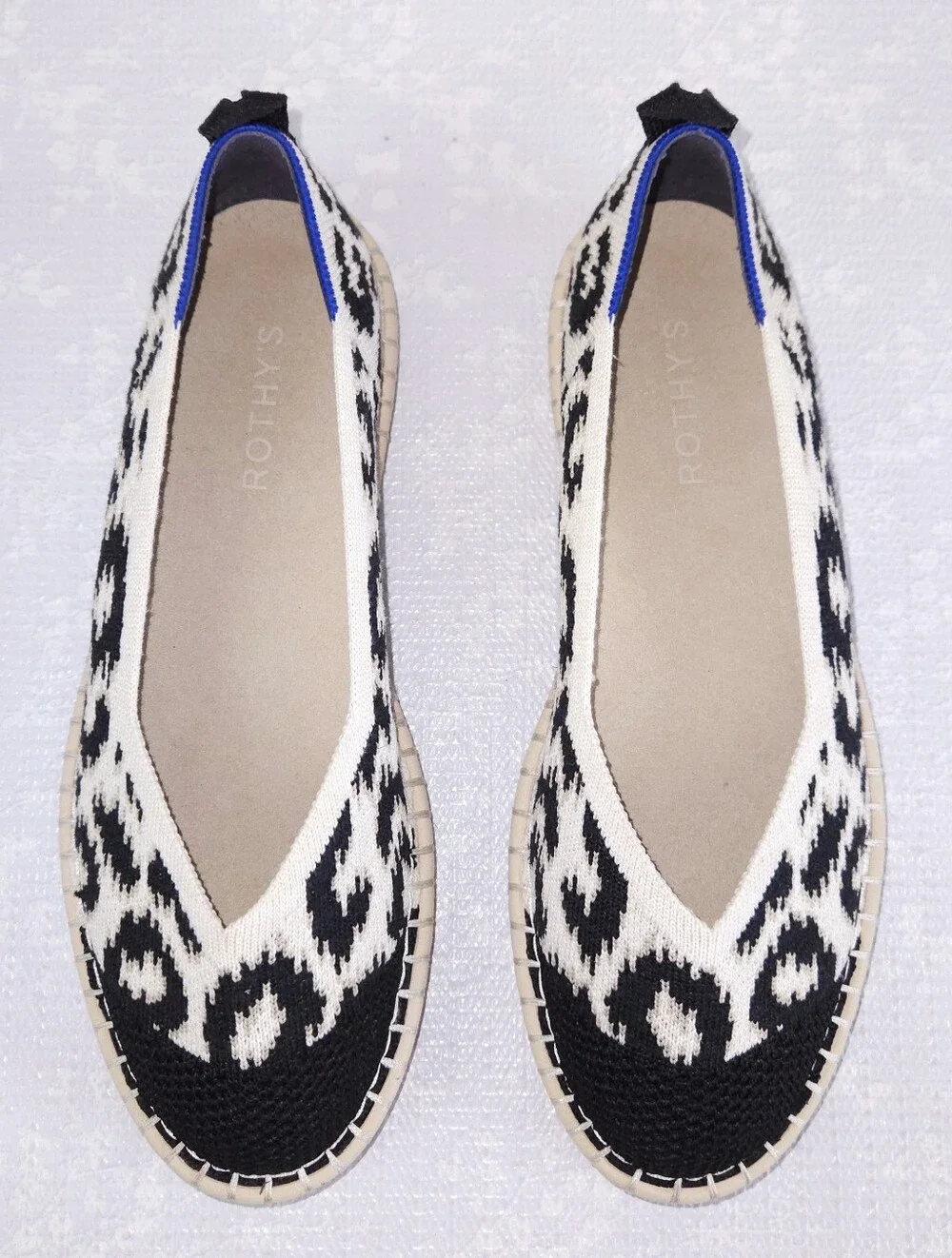 Rothy's The Espadrille Flats US 8.5 Sandy Cat Leopard Print Natural Hemp Slip-On